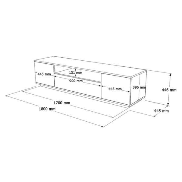 Έπιπλο τηλεόρασης Soren  sonoma-ανθρακί 180x.44.5x44.6εκ