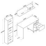 Γραφείο με βιβλιοθήκη Goldie  ανθρακί-φυσικό 160x50x161.8εκ