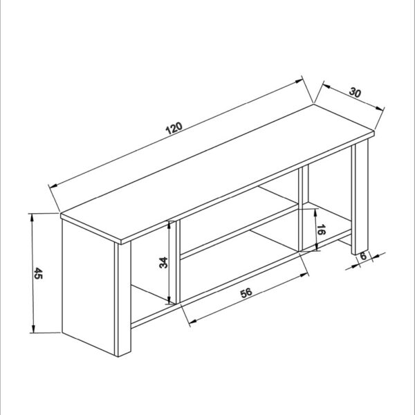 Έπιπλο τηλεόρασης Tserium  μελαμίνης λευκό 120x30x45εκ