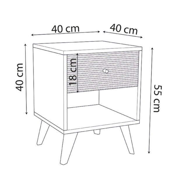 Κομοδίνο Flipter  μελαμίνης μαύρο-oak 40x40x55εκ