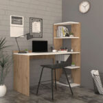 Γραφείο εργασίας με βιβλιοθήκη Caolin  μελαμίνης oak-λευκό 110x52x140εκ