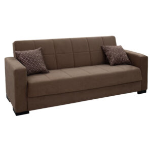 Kαναπές κρεβάτι Vox  3θέσιος ύφασμα βελουτέ καφέ 212x77x80εκ