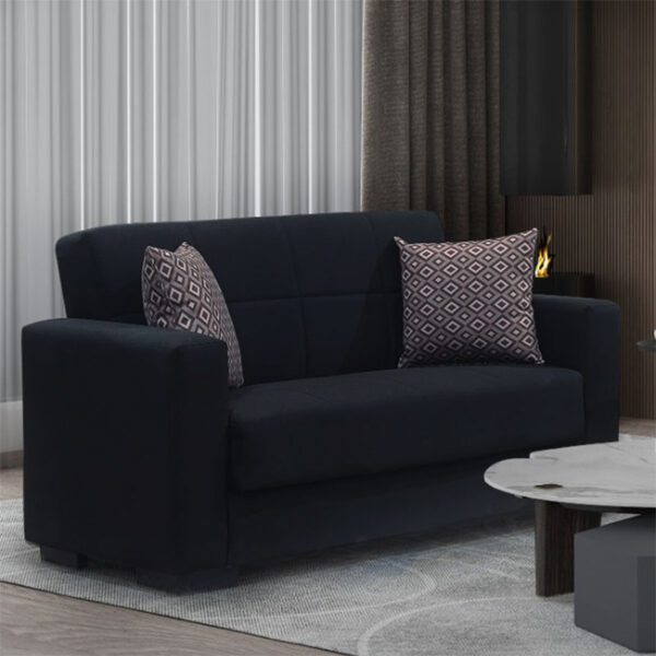 Kαναπές κρεβάτι Vox  2θέσιος ύφασμα μαύρο 148x77x80εκ