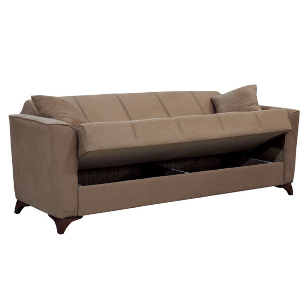 Kαναπές κρεβάτι Asma  3θέσιος ύφασμα βελουτέ μόκα 217x76x85εκ