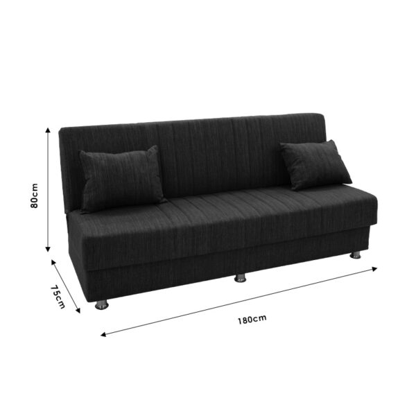 Kαναπές κρεβάτι Romina  3θέσιος ύφασμα γκρι 180x75x80εκ