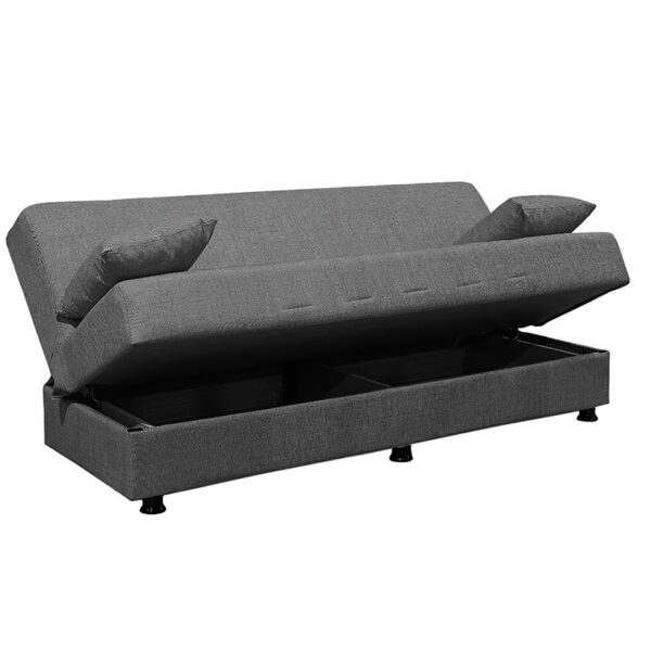 Kαναπές κρεβάτι Romina  3θέσιος ύφασμα ανθρακί 190x90x80εκ