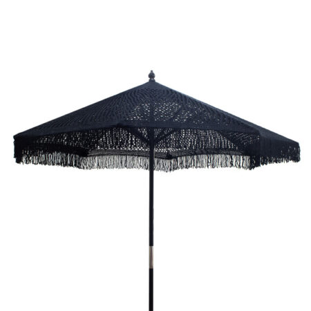 Ομπρέλα Brilie  ξύλο-μακραμέ Φ2.70x2.60 m μαύρο