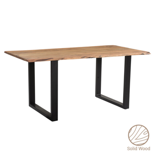 Τραπέζι Slim  μασίφ ξύλο ακακίας καρυδί-πόδι μαύρο 180x90x75.6εκ