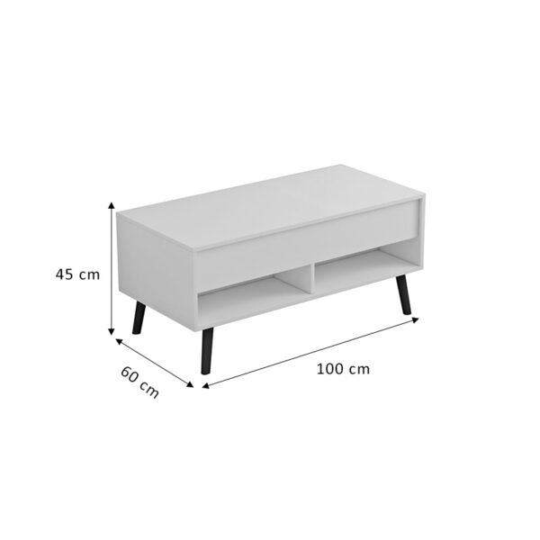 Τραπέζι σαλονιού Skyfi  πολυμορφικό λευκό-μαύρο 100x60x45εκ