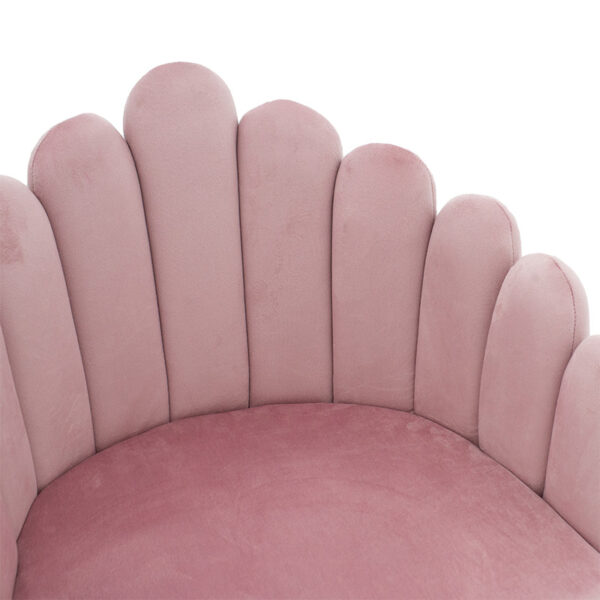 Πολυθρόνα Briella  βελούδο ροζ φυσικό μεταλλικό πόδι
