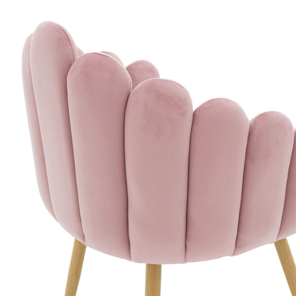 Πολυθρόνα Briella  βελούδο ροζ φυσικό μεταλλικό πόδι