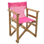 Καρέκλα-πολυθρόνα σκηνοθέτη Retto  μασίφ ξύλο οξιάς καρυδί-πανί φούξια
