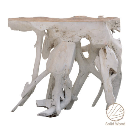 Κονσόλα Zamir  χειροποίητη μασίφ ξύλο λευκό-φυσικό 80x38x70εκ