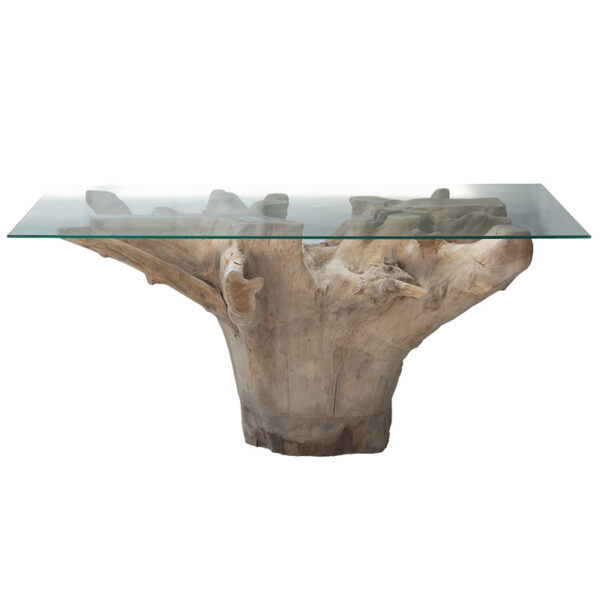 Τραπέζι σαλονιού Reef  γυαλί 6mm tempered-χειροποίητo μασίφ ξύλο φυσικό 100x70x51εκ