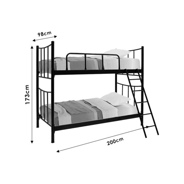 Κρεβάτι-κουκέτα Winston  μεταλλικό μαύρο gloss 90x190εκ