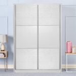 Ντουλάπα ρούχων Chase  δίφυλλη με συρόμενες πόρτες χρώμα λευκό 152.5x56.5x185εκ