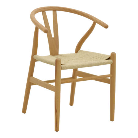Καρέκλα Wishbone  rubberwood φυσικό-έδρα φυσικό σχοινί 53x55x76εκ