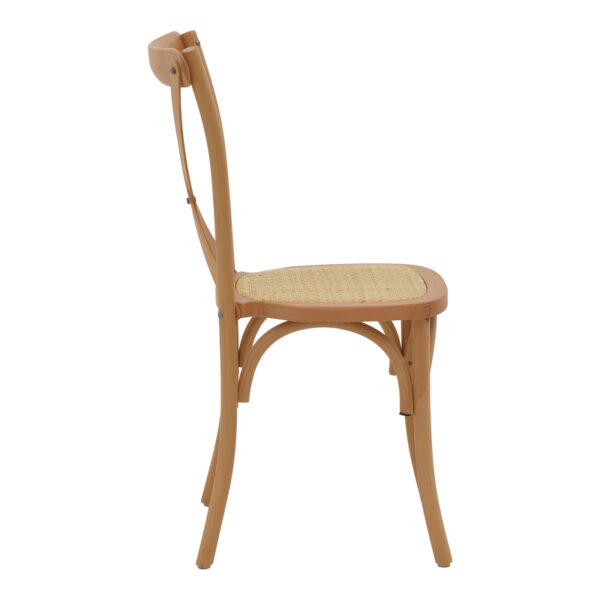 Καρέκλα Dylon  στοιβαζόμενη καρυδί ξύλο οξιάς-έδρα φυσικό rattan 48x52x89εκ
