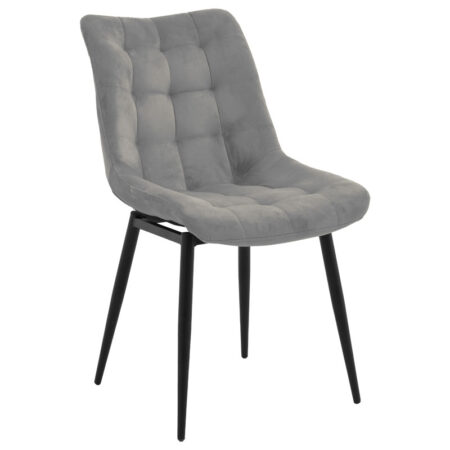 Καρέκλα Vittorio  ανθρακί βελούδο-πόδι μαύρο μέταλλο 46x62x80εκ