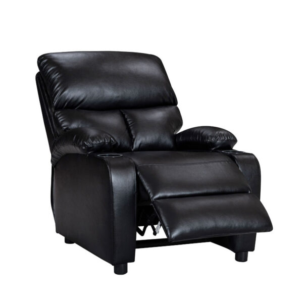 Πολυθρόνα relax με ποτηροθήκη Gartia  μαύρο pu 79x94x102εκ
