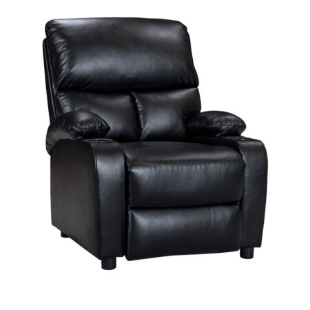Πολυθρόνα relax με ποτηροθήκη Gartia  μαύρο pu 79x94x102εκ