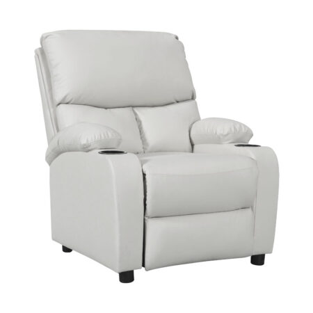 Πολυθρόνα relax με ποτηροθήκη Gartia  λευκό PU 79x94x102εκ