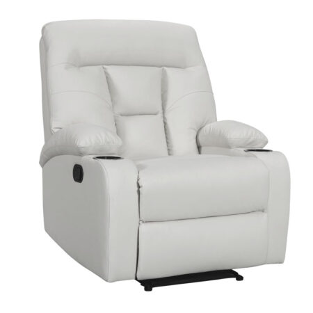 Πολυθρόνα relax με ποτηροθήκη Terpsi  λευκό PU 80x94x100εκ