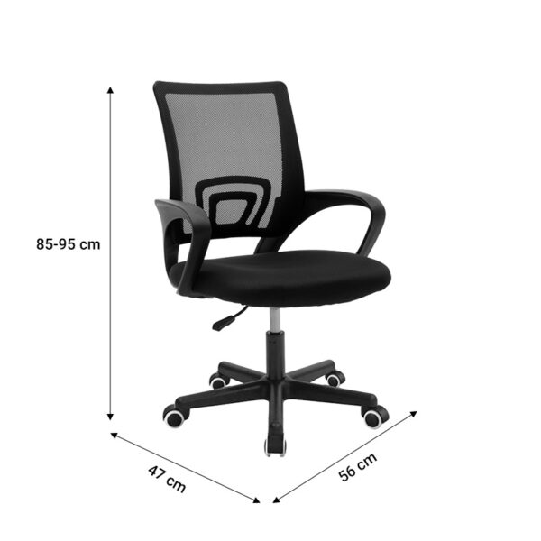 Καρέκλα γραφείου εργασίας Berto I  ύφασμα mesh μαύρο 56x47x85-95εκ