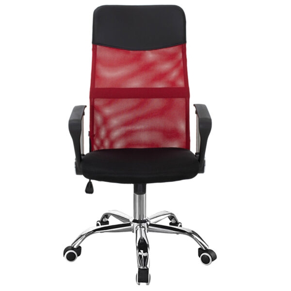 Καρέκλα γραφείου διευθυντή Joel I  με ύφασμα mesh μαύρο-κόκκινο 60x60x109-118εκ