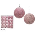 Μπάλα με glitter ροζ Φ8cm σετ 8τμχ σε 2 σχέδια