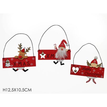 Πινακίδα Κρεμαστή Πόρτας Χριστουγεννιάτικη Κόκκινο/Λευκό 23cm Σε 4 Σχέδια