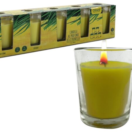 Κερί 45g Άρωμα Lemongrass Σε Γυάλινο Ποτήρι Φ5x6cm Σετ 5Τμχ