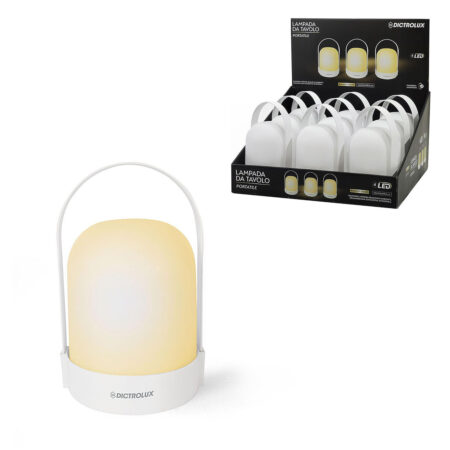 Φανάρι LED Επιτραπέζιο Με Χερούλι Θερμό Λευκό Φως Λευκό Χρώμα 13x14x21.5cm Μπαταρίας