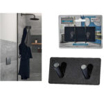 Κρεμάστρα Μπάνιου 2 Θέσεων Με Αυτοκόλλητη Βάση Μαύρο Μέταλλο 9x3.2x4.5cm