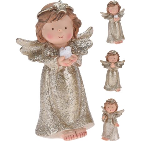 Κορίτσι Άγγελος Χρυσό Glitter Polyresin 55x75x120mm Σε 3 Σχέδια