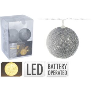 10 LED Μπάλες Φ6cm Θερμό Φως Μπαταρίας