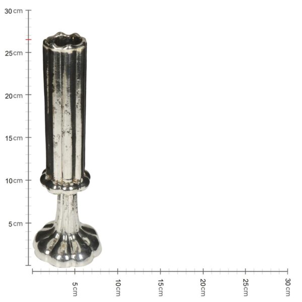 Βάζο  Φλάουτο Χειροποίητο Ασημί Γυαλί 9x9x26.5cm