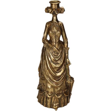 Κηροπήγιο Γυναικείο Φόρεμα Χρυσό Polyresin 10x11x30.5cm