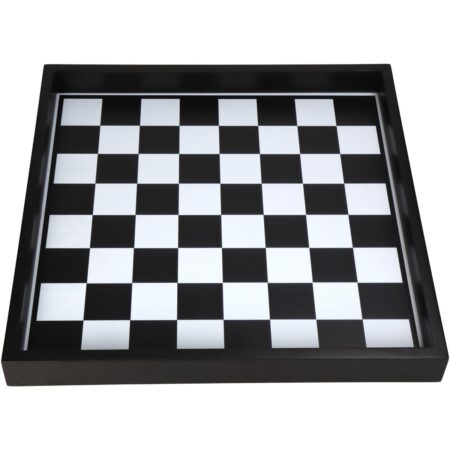 Δίσκος Σκακιέρα Ξύλο Μαύρο Polyresin 40x4.4x40cm