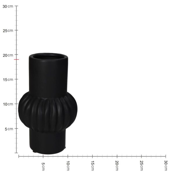 Βάζο  Γραμμές Μαύρο Κεραμικό 11.5x11.5x19cm