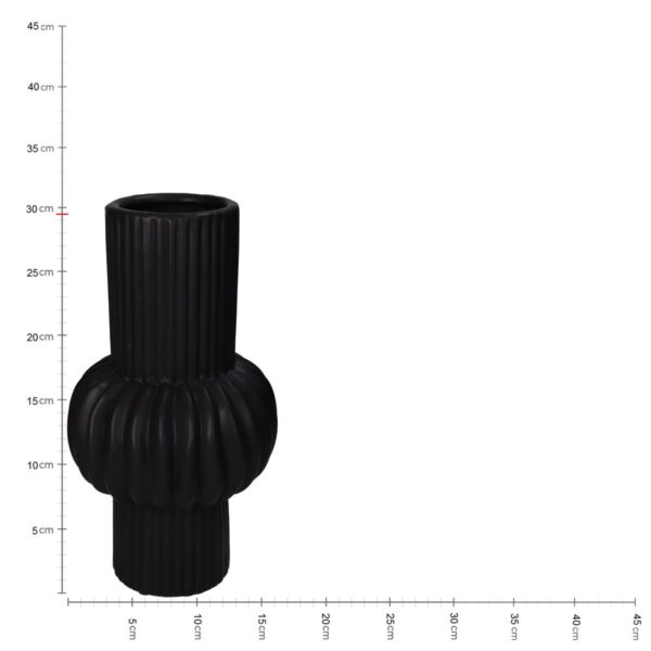 Βάζο  Γραμμές Μαύρο Κεραμικό 16x16x29.5cm