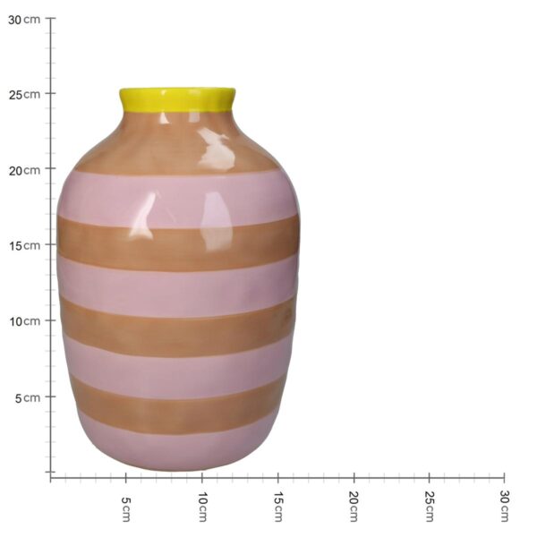 Βάζο  Με Ρίγες Ροζ Δολομίτης 17.6x17.6x26.4cm