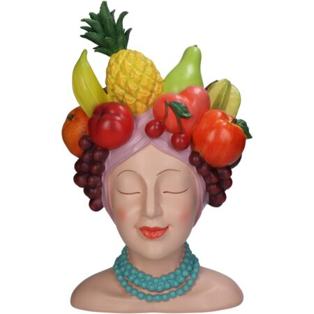 Βάζο Γυναίκα Με Φρούτα Πολύχρωμο Polyresin 23x21.2x36.7cm