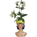 Βάζο Γυναίκα Με Καπέλο Λεμόνι Πολύχρωμο Δολομίτης 14.8x11.7x24.5cm