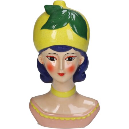 Βάζο Γυναίκα Με Καπέλο Λεμόνι Πολύχρωμο Δολομίτης 14.8x11.7x24.5cm