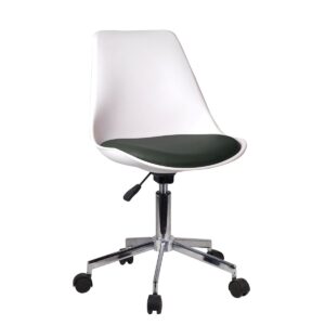 Καρέκλα Γραφείου ΚΥΒΕΛΗ Λευκό/Μαύρο PU 48x55x82-92cm