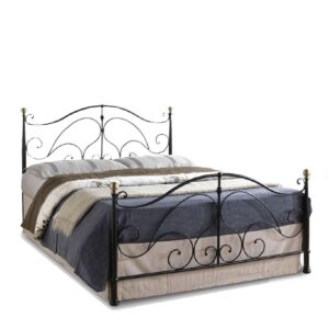 Κρεβάτι EVELYN Μεταλλικό Semy Glossy Black 210x159x109cm (Στρώμα 150x200cm)