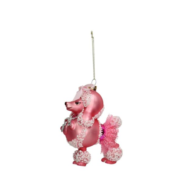 Στολίδι Κρεμαστό Poodle Ροζ Γυαλί 14x7x10cm