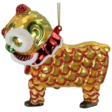 Στολίδι Κρεμαστό Κινέζικο Λιοντάρι Πολύχρωμο Γυαλί 11x6x11cm
