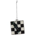 Στολίδι Κρεμαστό Σκάκι Μαύρο Γυαλί 8x8x4cm